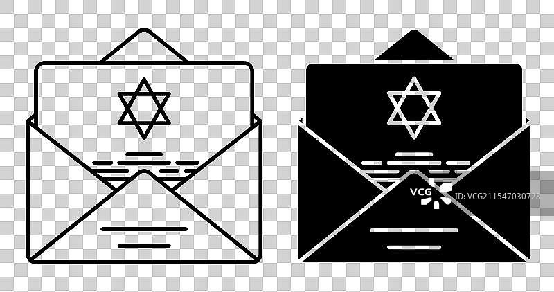 细线描边的彩色节日信封图标图片素材