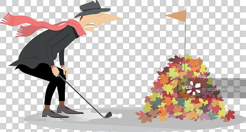 高尔夫球手面临击球问题图片素材