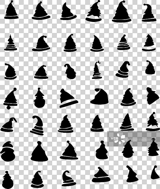 圣诞老人帽图标集，扁平线条风格图片素材