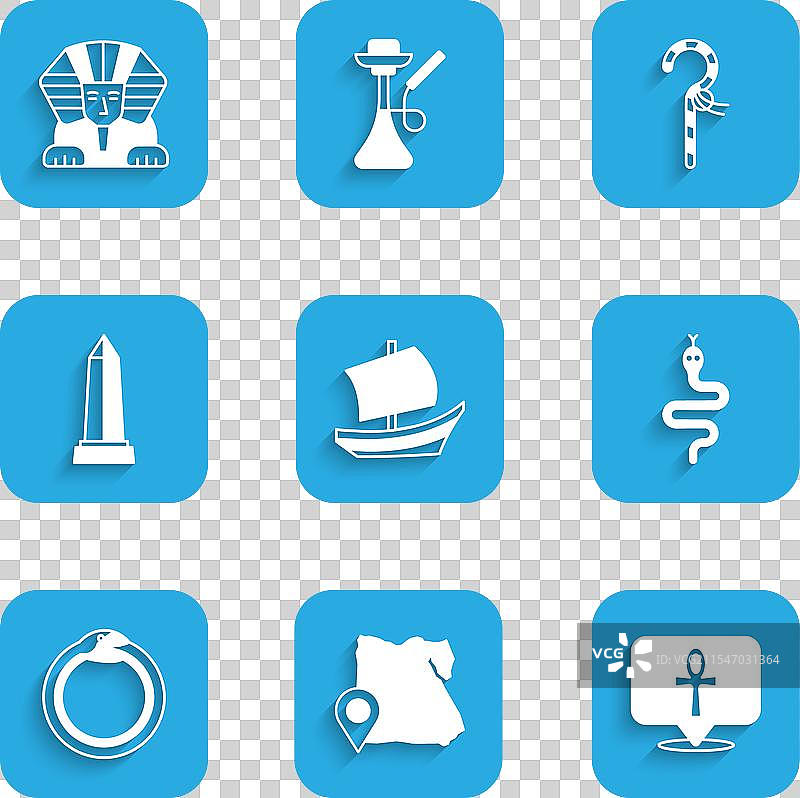 埃及船只的交叉安卡蛇魔法地图图片素材