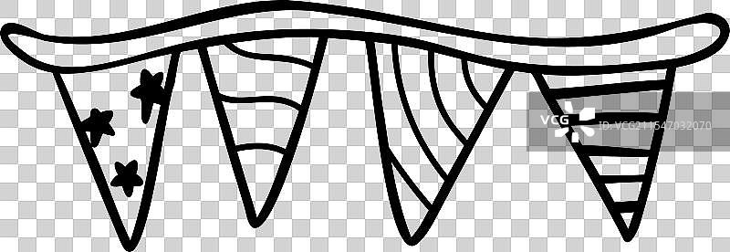 假日旗帜的涂鸦风格剪贴画，背景透明图片素材