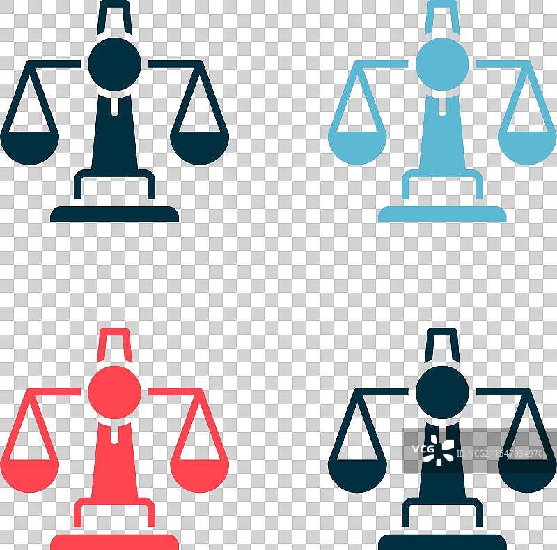 流行艺术风格的正义天平图标，背景为彩色图片素材