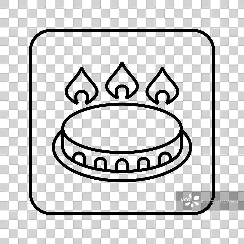 燃气灶线条图标，可编辑的笔画，炉火图片素材