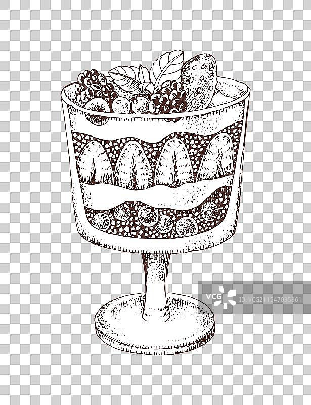 手绘玻璃杯甜点小点心图片素材