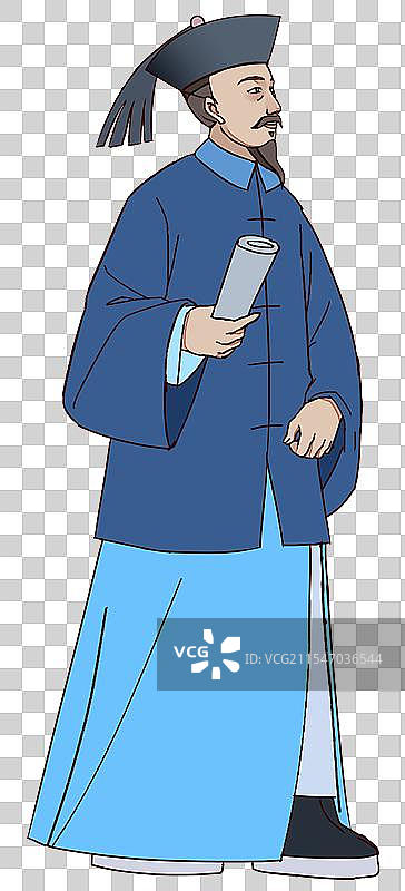 中国风新中式古风古典传统文化古装古人古代古时候历史文化传统国学经典清代清朝大臣人物角色插画图片素材