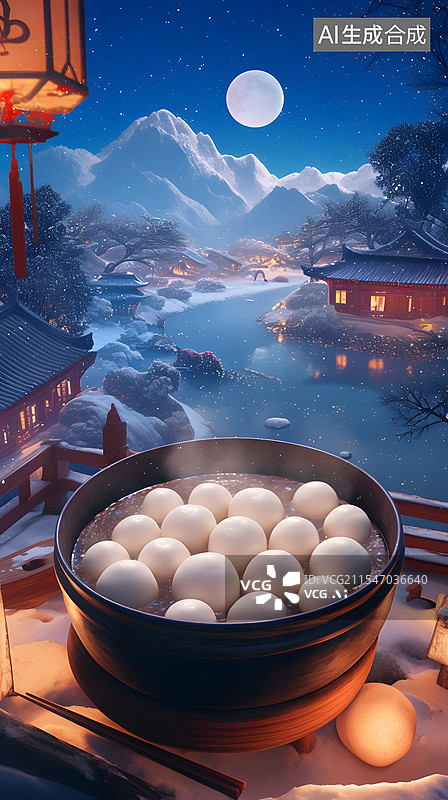 【AI数字艺术】元宵节汤圆圆形卡通插画图片素材