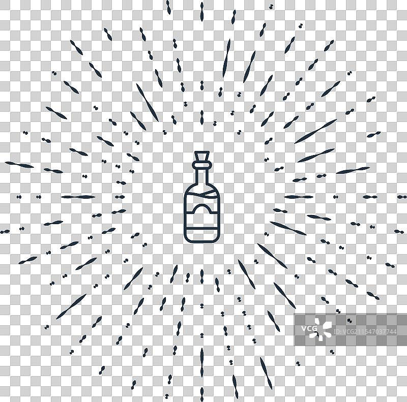 黑色线条的葡萄酒瓶图标，背景为灰色图片素材