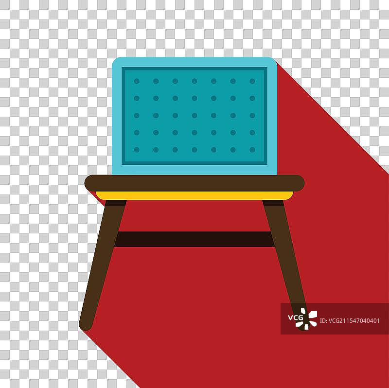 蓝色椅子，带有软垫靠背和木质腿部图片素材