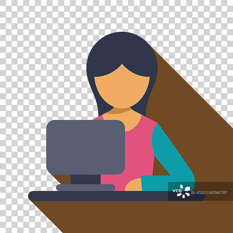 办公室工作人员在桌子上使用台式电脑图片素材