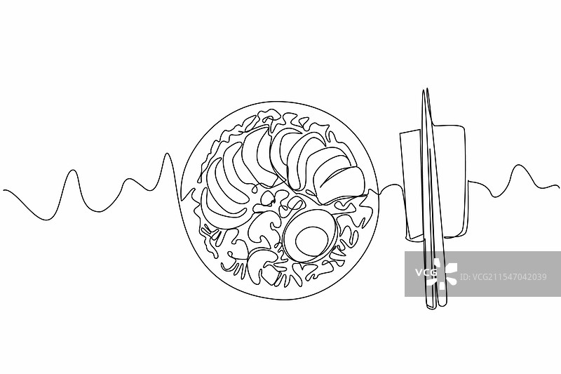 一笔画出的拉面碗图片素材