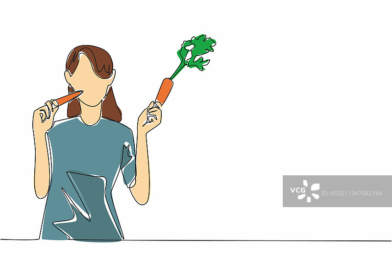 穿着休闲服的女性单线连续画图片素材