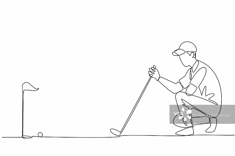 连续一笔画的跪着的男人手持物品图片素材