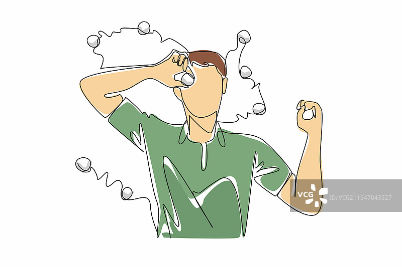 一笔连画的男人躺在地上图片素材