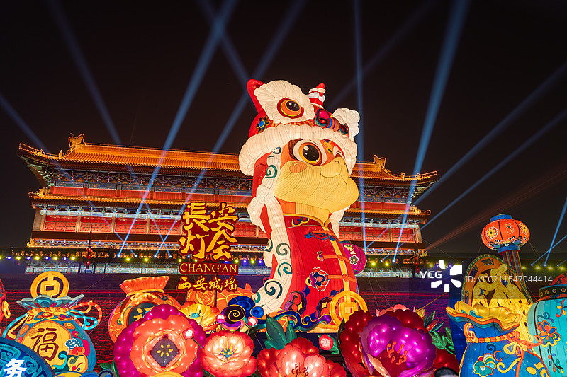 西安新春灯会图片素材