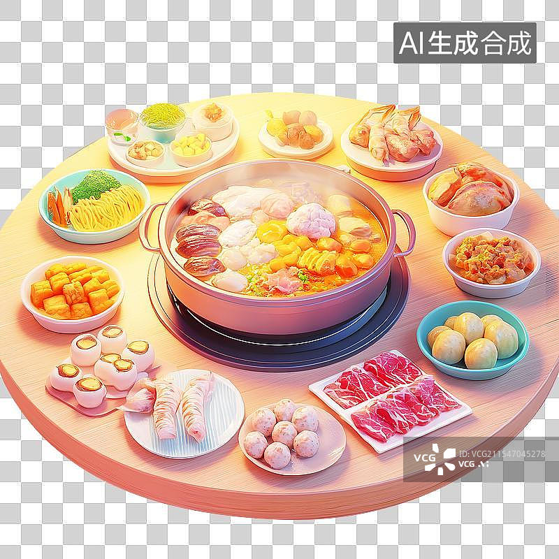 【AI数字艺术】3D除夕年夜晚 新年春节聚会，火锅图片素材