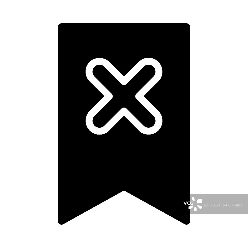 带有交叉符号的书签图标，表示错误的概念图片素材
