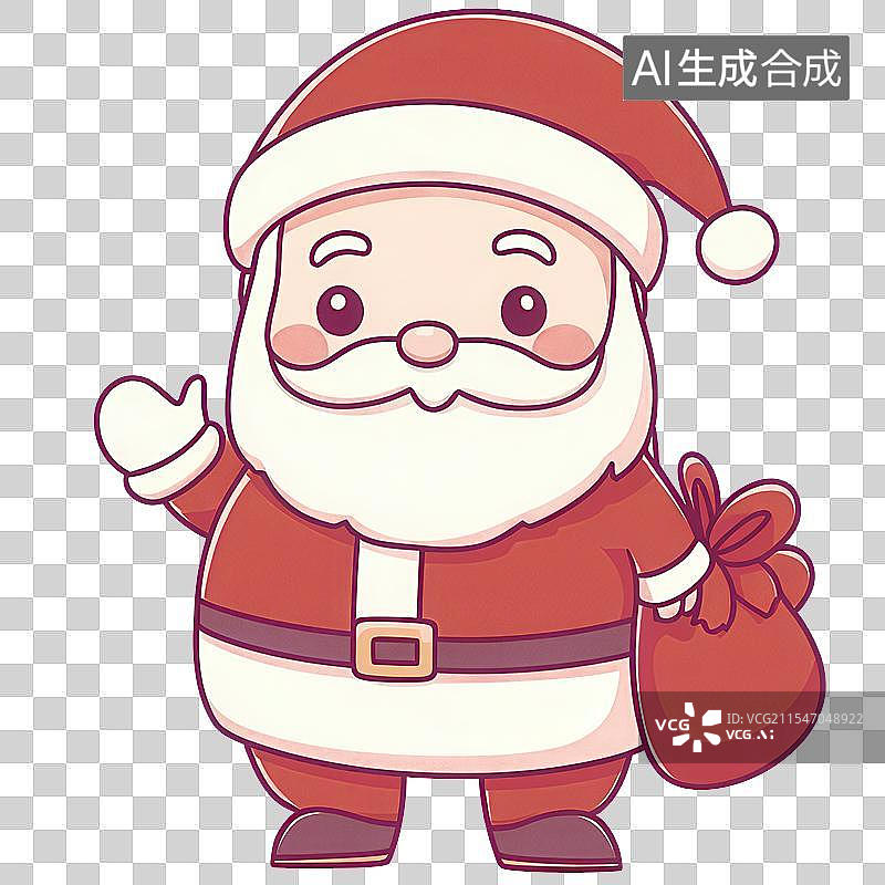 【AI数字艺术】3D渲染免扣图元素圣诞节卡通可爱的圣诞老人图片素材
