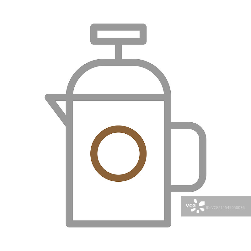 法式压滤咖啡壶图标，冲泡概念图片素材