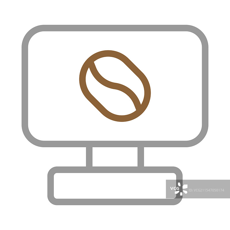 电脑屏幕上的咖啡豆图标概念图片素材