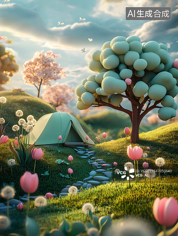 【AI数字艺术】春日旅行图片素材