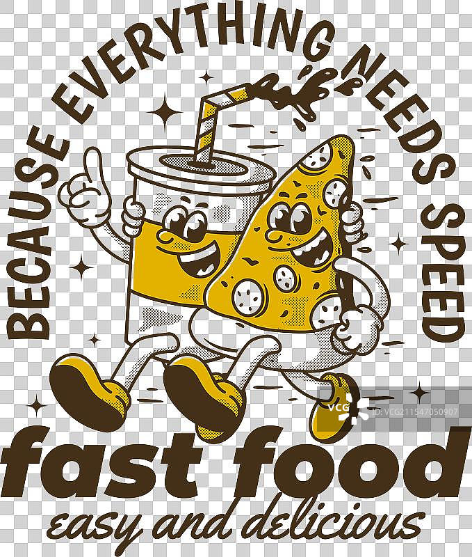 快速、美味的快餐角色在奔跑图片素材