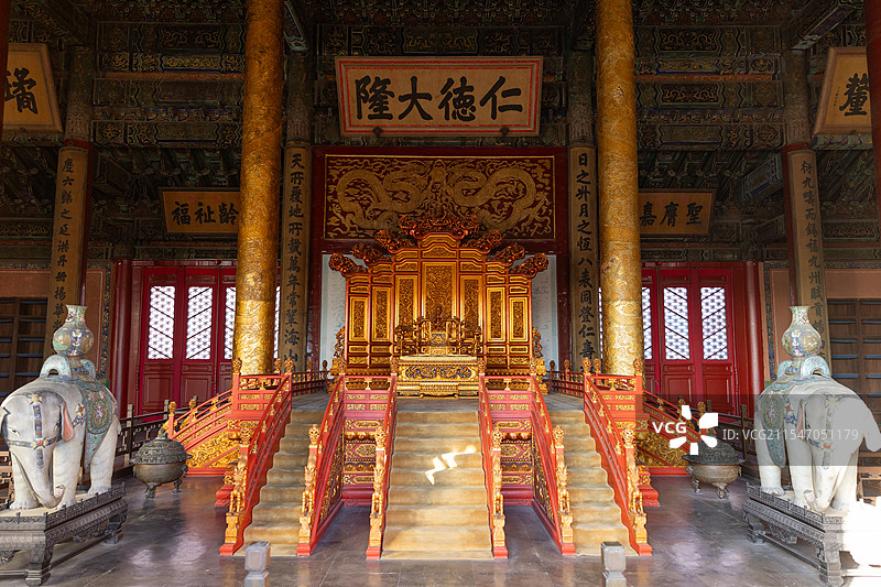 故宫宫殿内景皇位图片素材