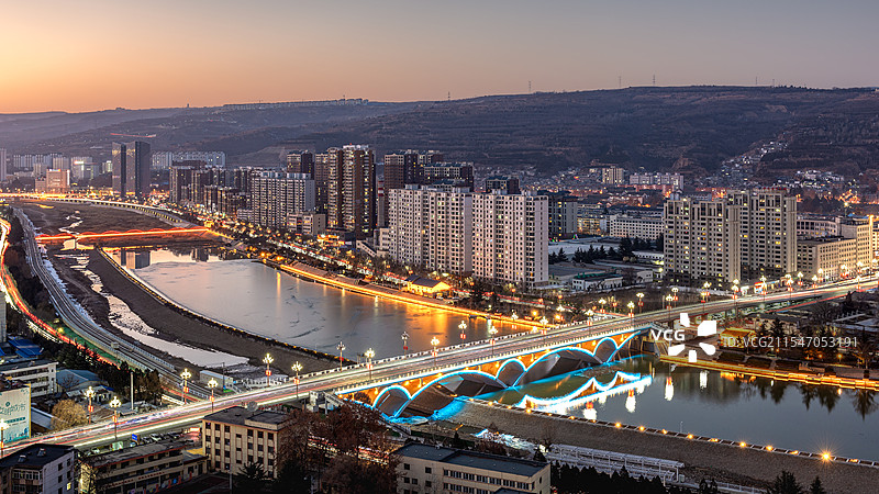 天水市秦州区夜景图片素材