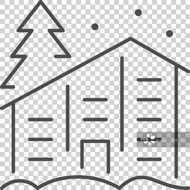 滑雪酒店线条轮廓图标图片素材