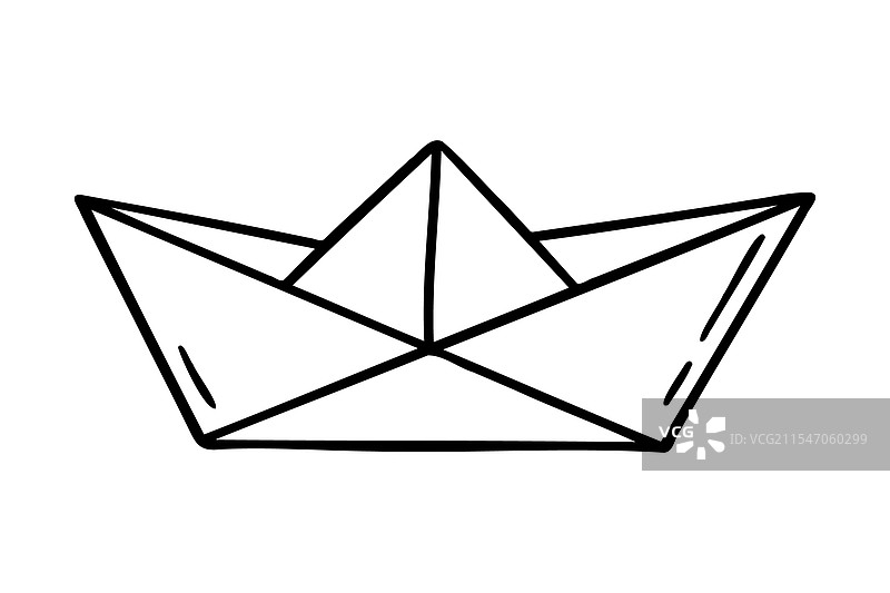 纸船折纸涂鸦手绘图标轮廓图片素材
