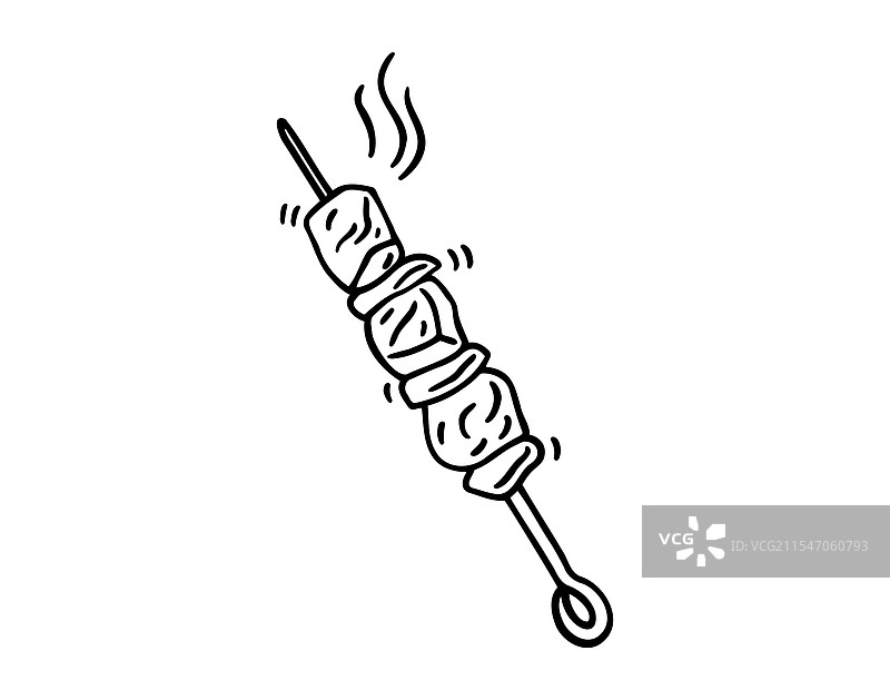 手绘图标轮廓的串烧烧烤涂鸦图片素材