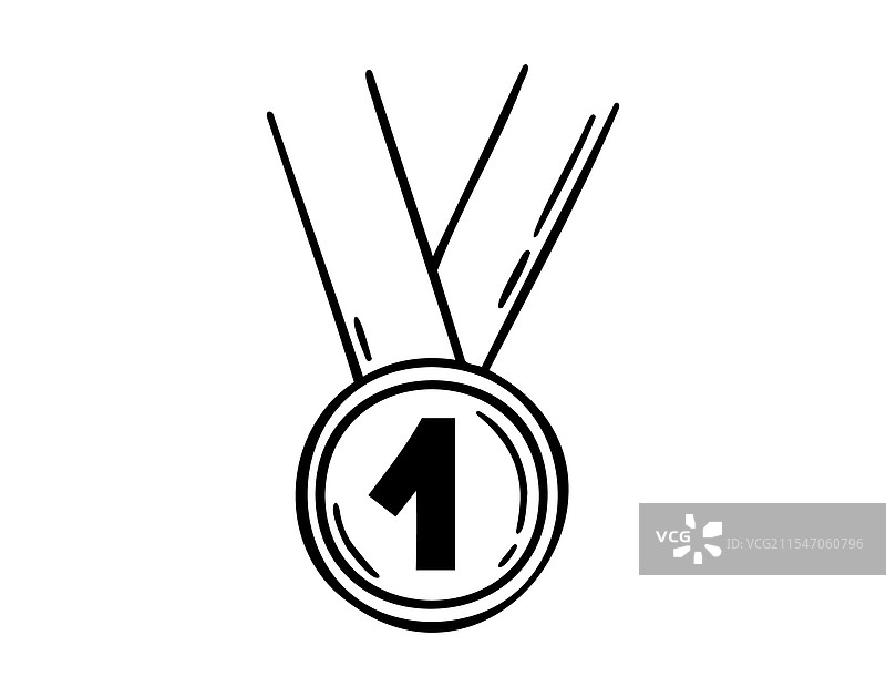 手绘的第一名奖牌获奖涂鸦图片素材