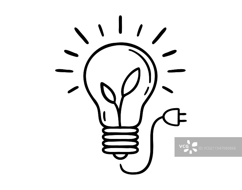 灯泡能源工厂涂鸦手绘图标轮廓图片素材