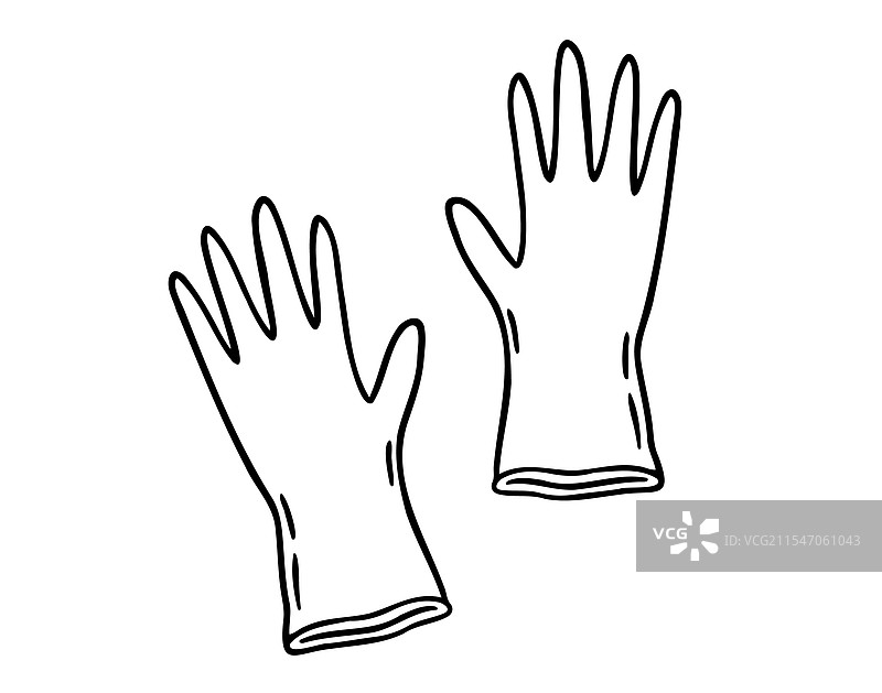 清洁用橡胶手套涂鸦手绘图标图片素材