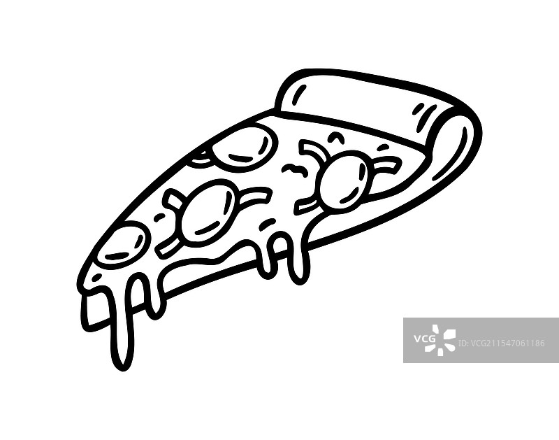 手绘披萨切片涂鸦图标轮廓图片素材