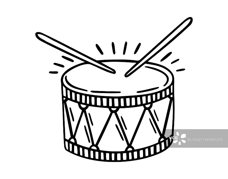 手绘鼓的涂鸦图标轮廓画图片素材