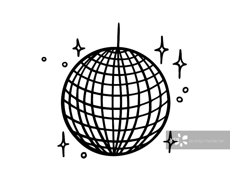 手绘迪斯科球涂鸦图标轮廓画图片素材