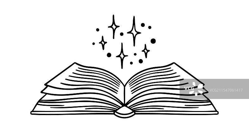 打开的图书馆书籍，阅读的魔力闪耀着图片素材
