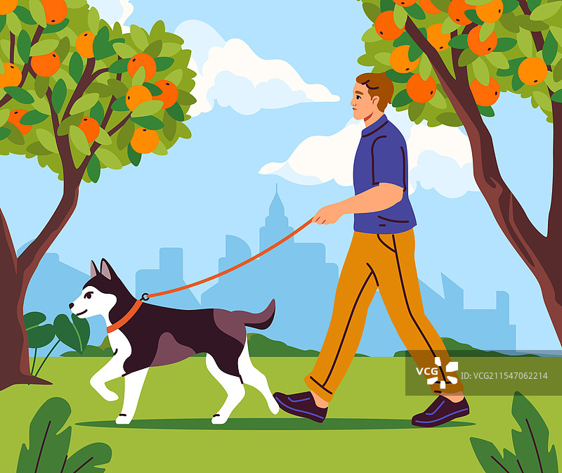 狗狗看护男士概念图片素材