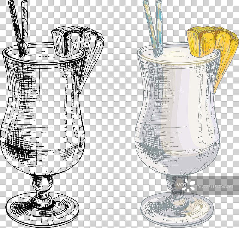 菠萝冰沙鸡尾酒配菠萝片图片素材