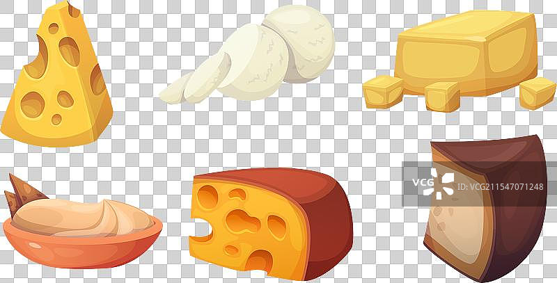 孤立的卡通图标：切达奶酪食品块图片素材
