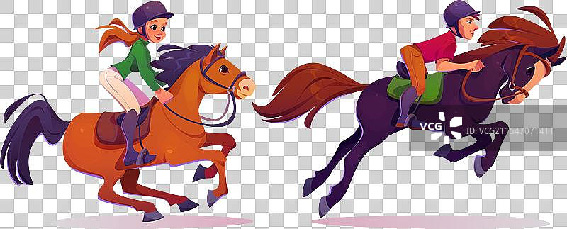 骑马的男女穿着装备图片素材