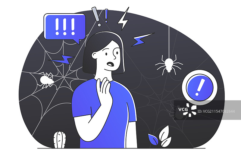 一位患有蜘蛛恐惧症的女性图片素材