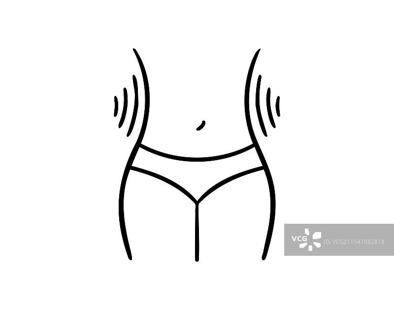 女性臀部和腰部轮廓图标，纤细健康图片素材