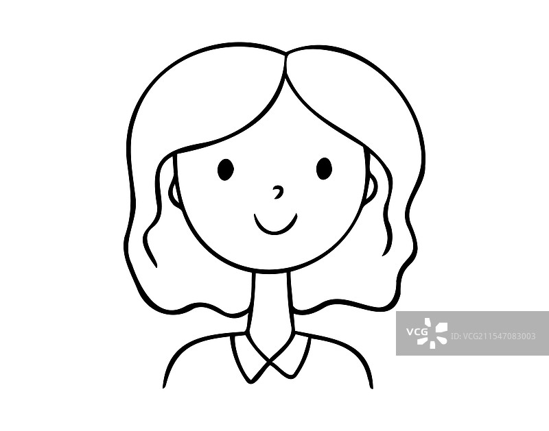 可爱的女孩线条艺术头像手绘涂鸦标志图片素材