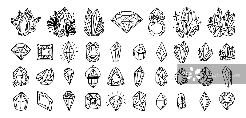 神秘的水晶或钻石孤立剪贴画图片素材