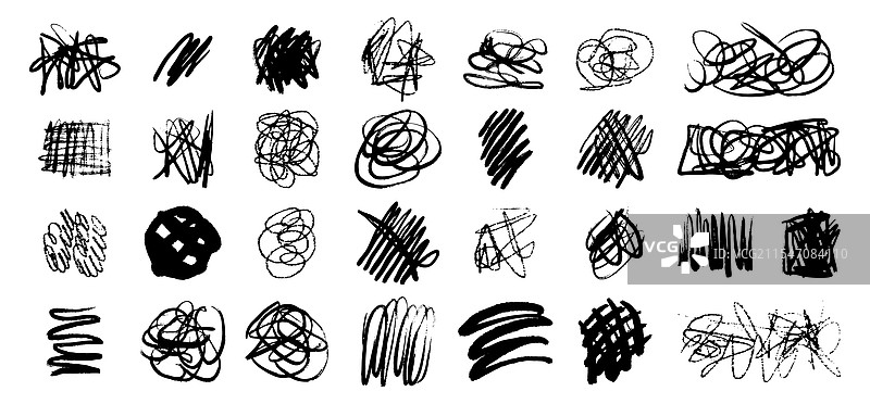 手绘杂乱无章的涂鸦线条集合图片素材