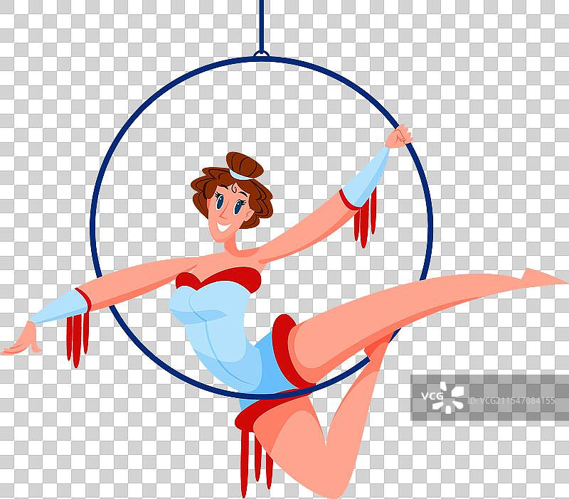 卡通马戏团空中体操女演员角色图片素材