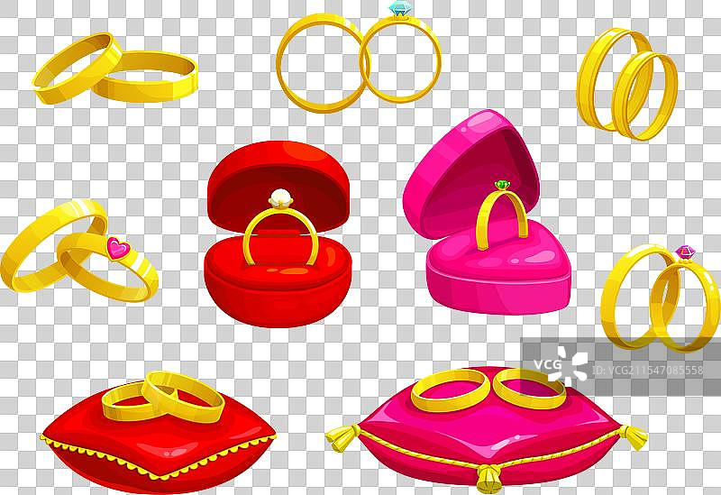 卡通婚礼订婚戒指套装金饰图片素材