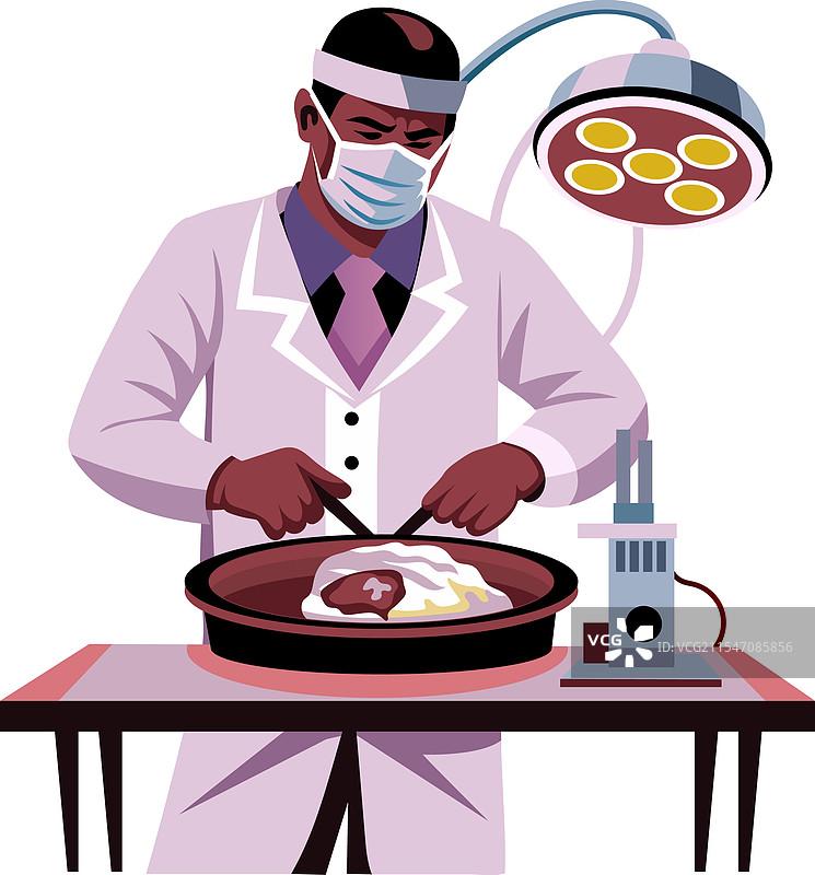 神经外科医生工作的扁平风格插图图片素材