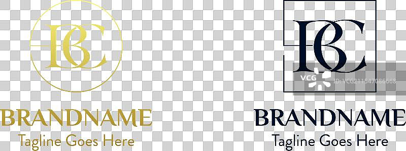 字母BC在圆形和方形标志中的组合图片素材